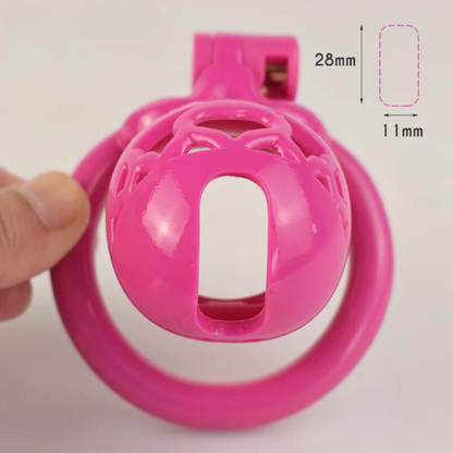 Tiny Plastic Chastity Cage with 4 Penis Rings - Short/Long Cage Sizes and MultiColors