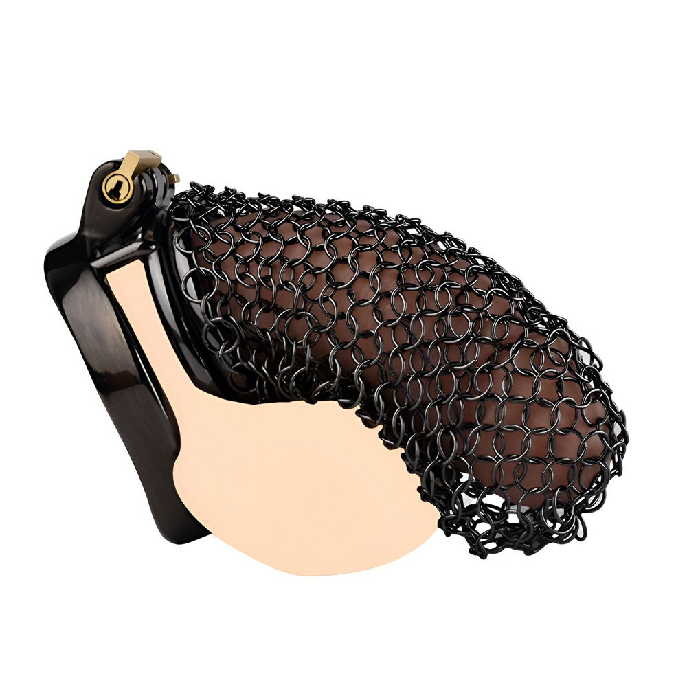 Black Soft Metal Mesh Chastity Cage - 110mm/4.33"