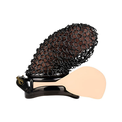 Black Soft Metal Mesh Chastity Cage - 110mm/4.33"