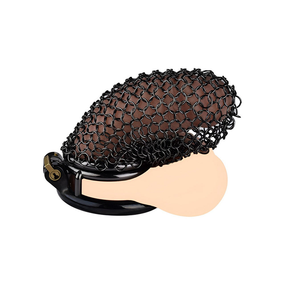 Black Soft Metal Mesh Chastity Cage - 110mm/4.33"