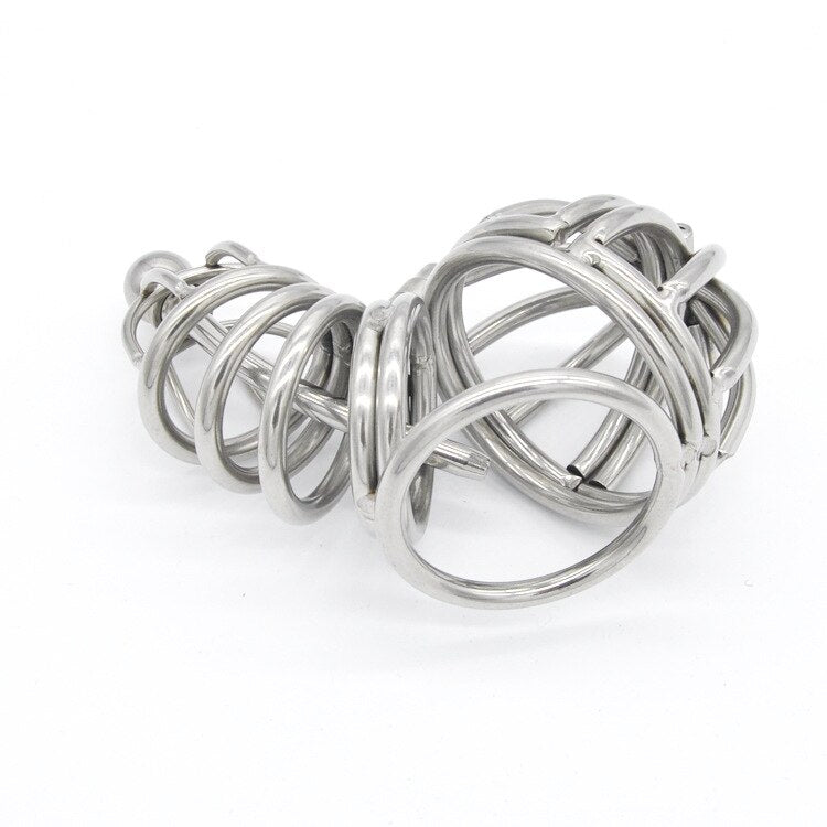 Metal Chastity Cage with Urethral Catheter Tube
