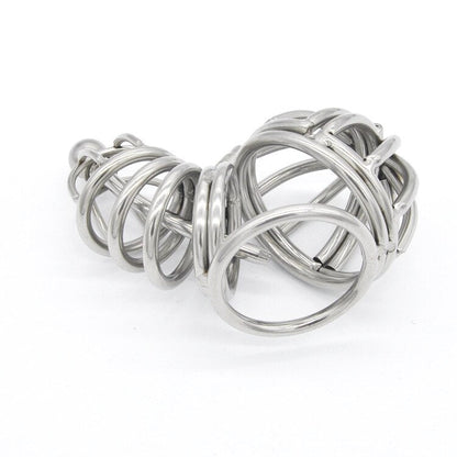 Metal Chastity Cage with Urethral Catheter Tube