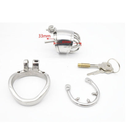Metal Chastity Cage For Men - Stainless Steel Lockable Cock Cage with Anti-drop Loop Penis Ring