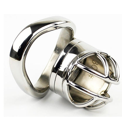 Metal Chastity Cage For Men - Stainless Steel Lockable Cock Cage with Anti-drop Loop Penis Ring
