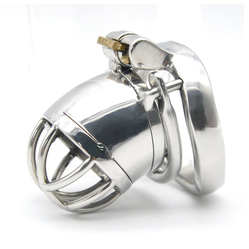 Metal Chastity Cage For Men - Stainless Steel Lockable Cock Cage with Anti-drop Loop Penis Ring