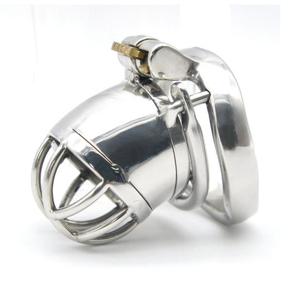Metal Chastity Cage For Men - Stainless Steel Lockable Cock Cage with Anti-drop Loop Penis Ring