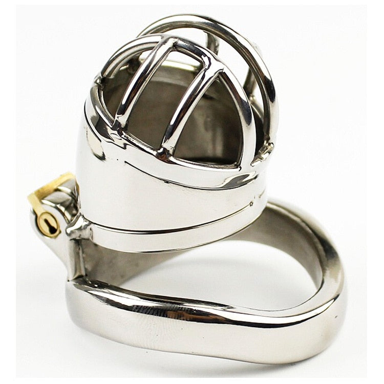 Metal Chastity Cage For Men - Stainless Steel Lockable Cock Cage with Anti-drop Loop Penis Ring
