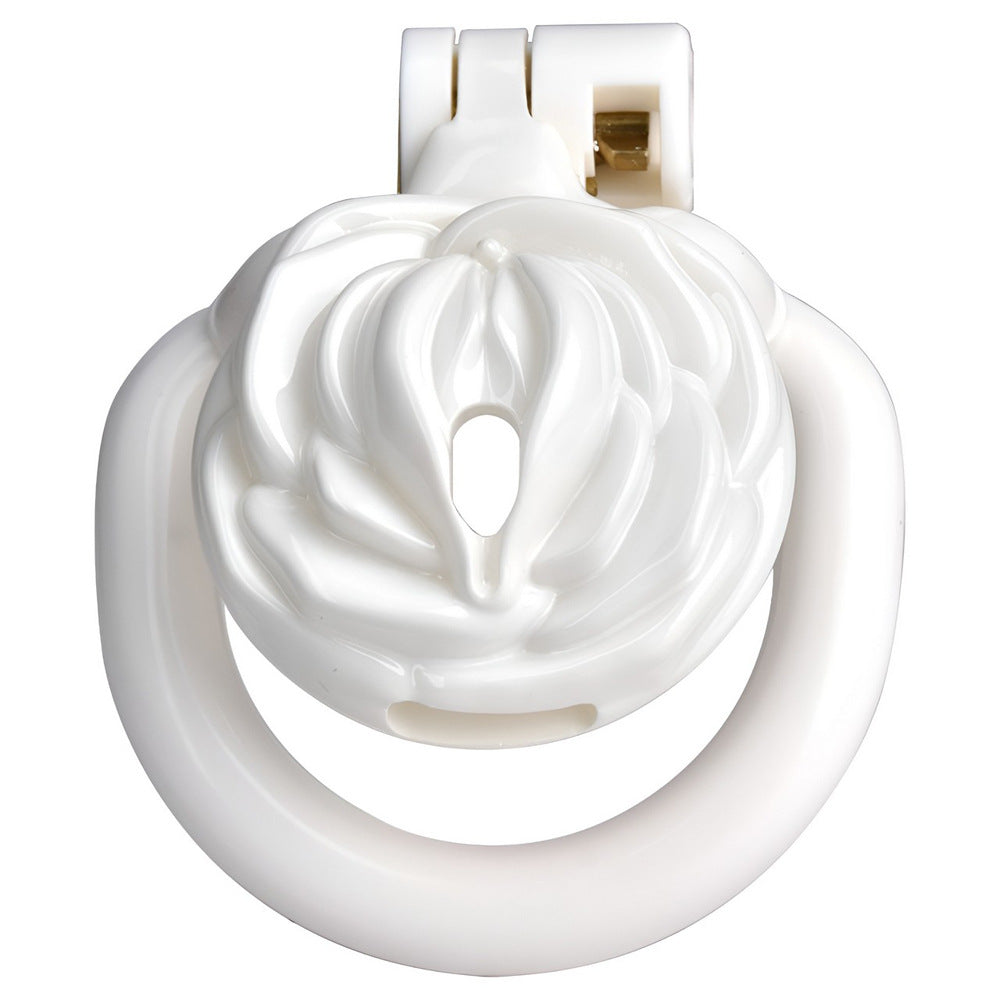 White Rose Clit Chastity Cage with 4 Penis Rings
