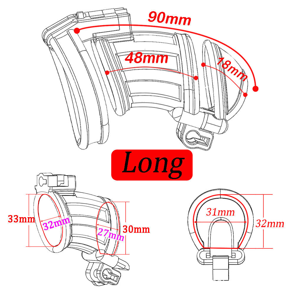 Dual-key ABS Chastity Cage Set with 3 Rings
