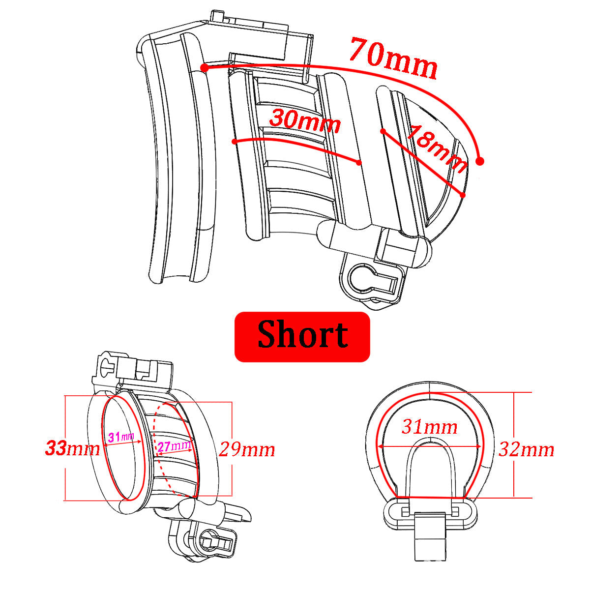 Dual-key ABS Chastity Cage Set with 3 Rings
