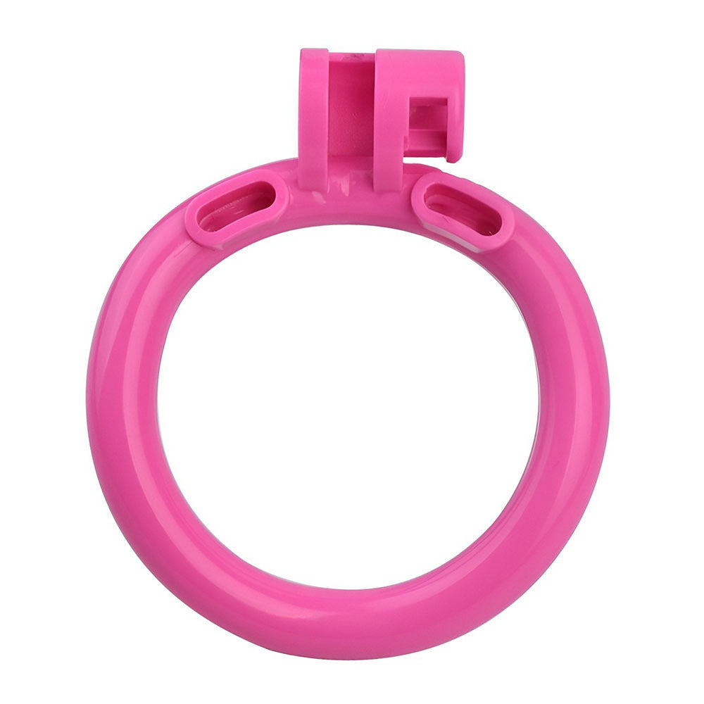 Resin Negative Chastity Cage with 4 Rings - Black/Pink/White