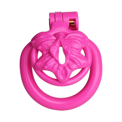 Pink Butterfly Clit Chastity Cage with 4 Penis Rings