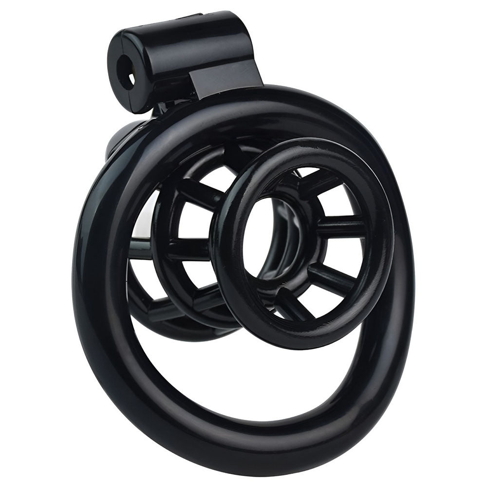 Resin Negative Chastity Cage with 4 Rings - Black/Pink/White
