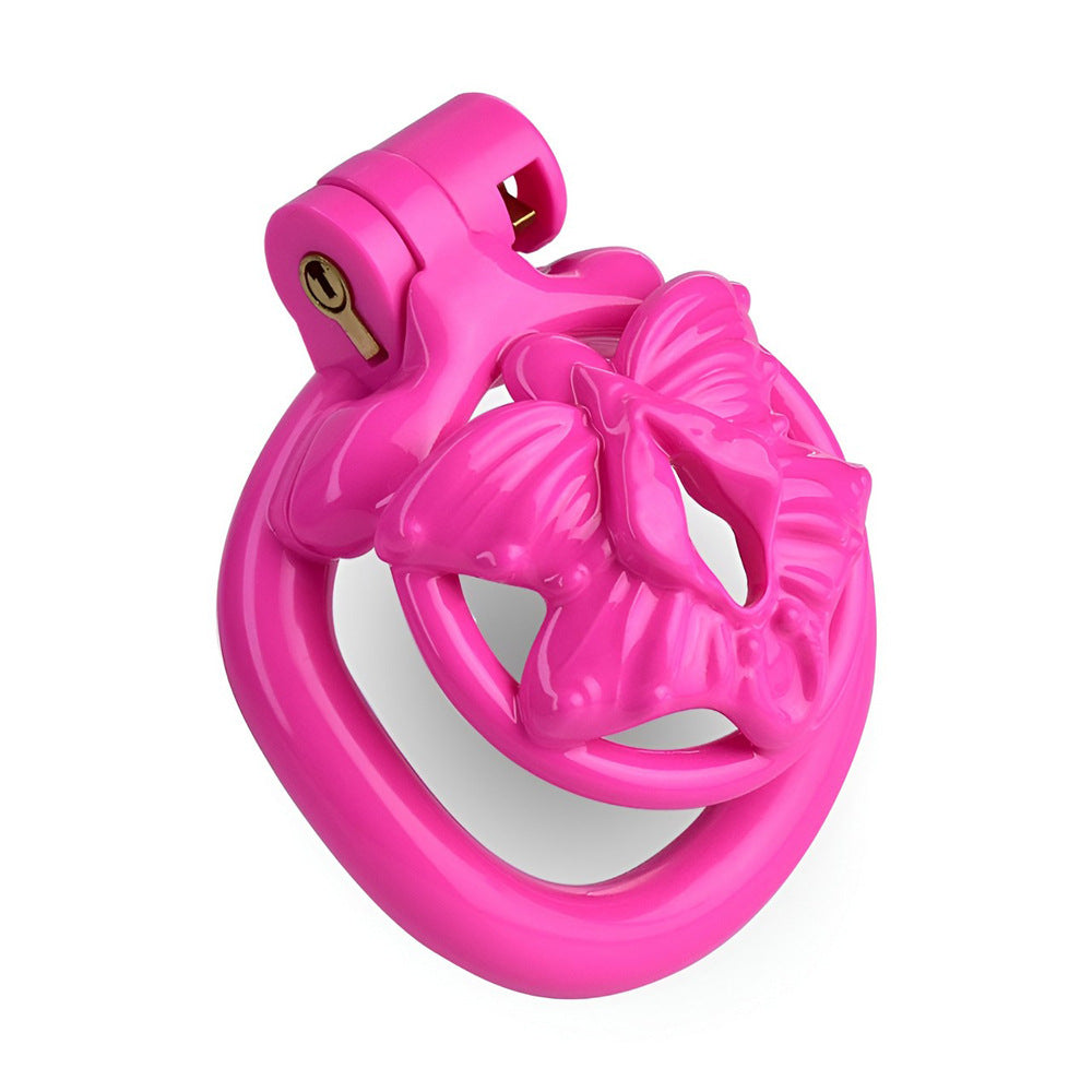 Pink Butterfly Clit Chastity Cage with 4 Penis Rings
