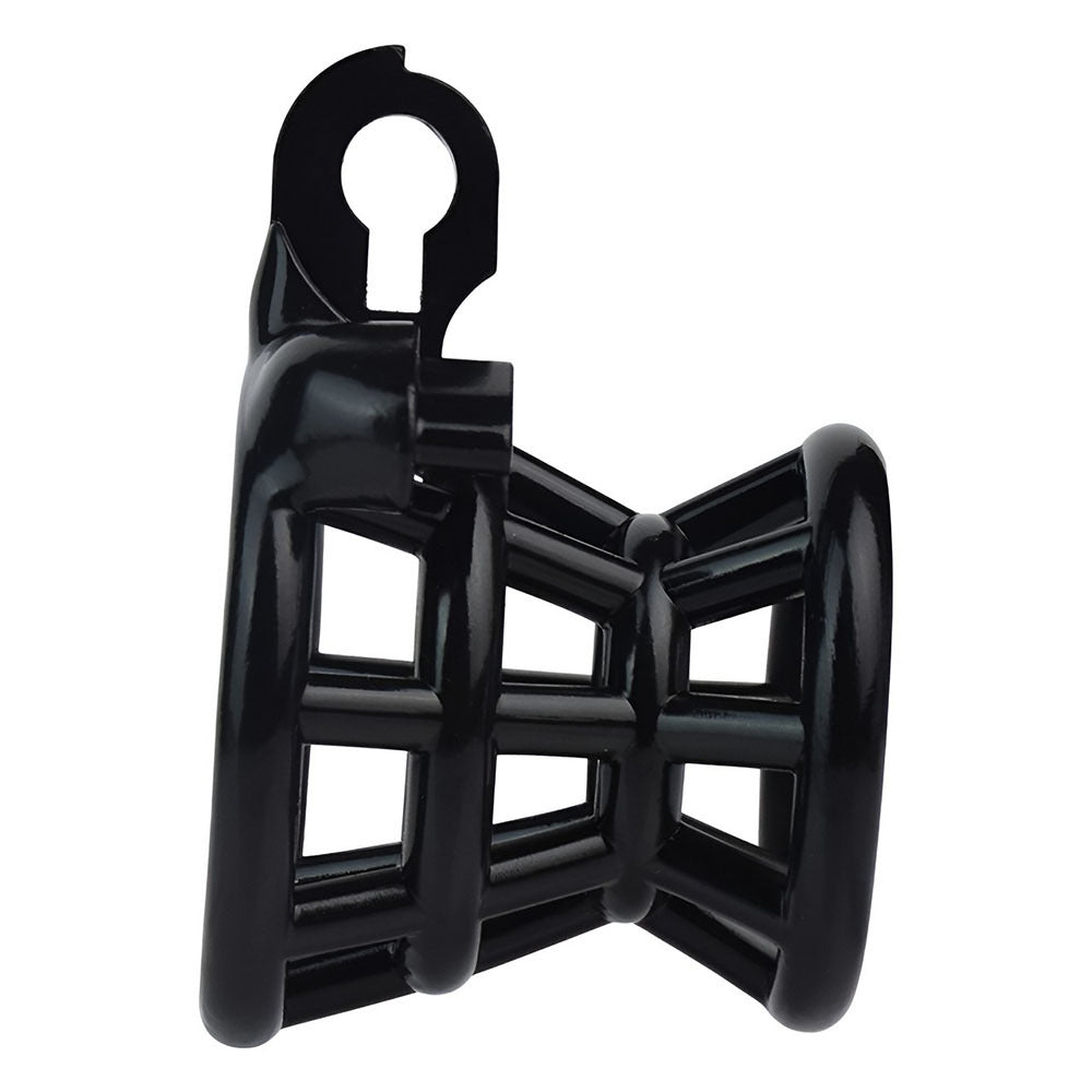 Resin Negative Chastity Cage with 4 Rings - Black/Pink/White
