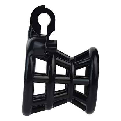 Resin Negative Chastity Cage with 4 Rings - Black/Pink/White