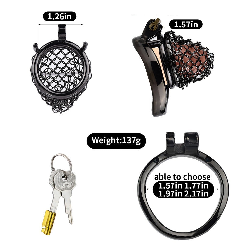 Black Soft Metal Mesh Chastity Cage - 40mm/1.57"
