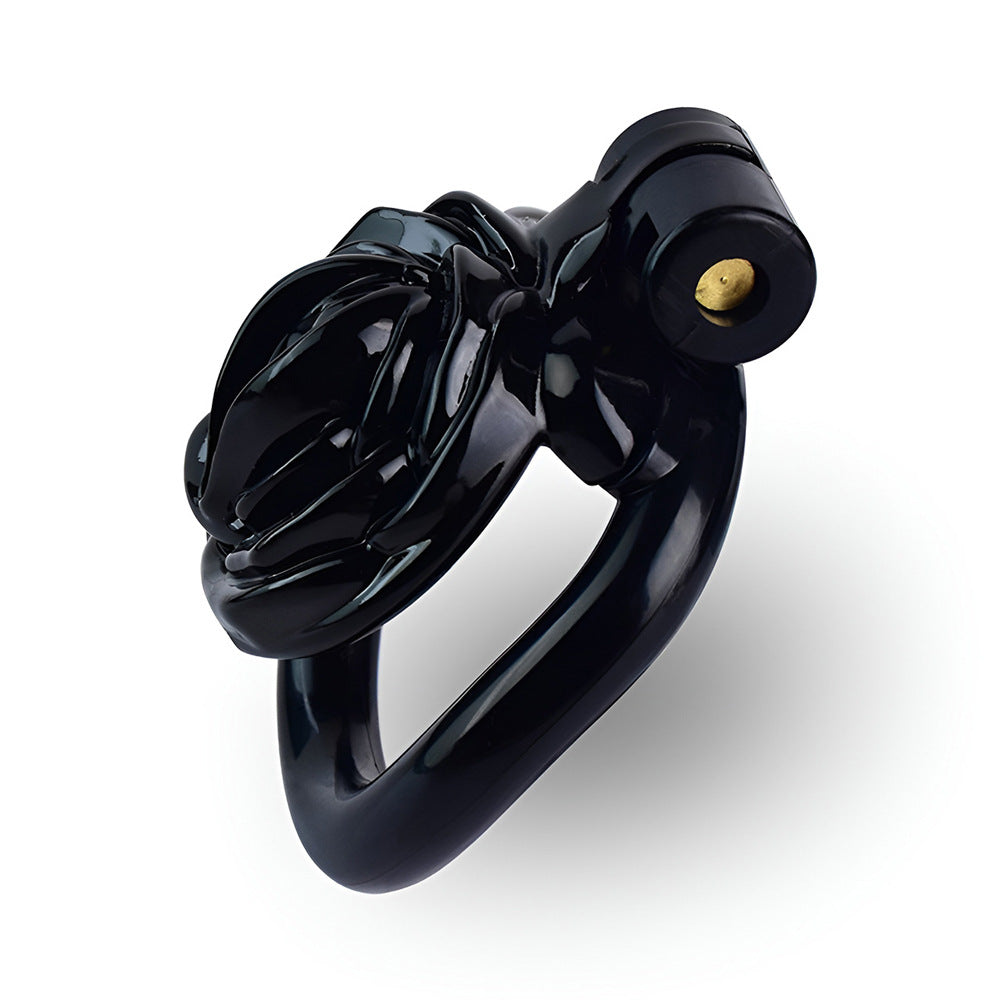 Black Rose Clit Chastity Cage with 4 Penis Rings
