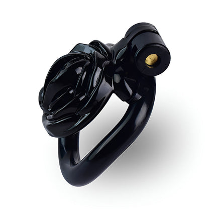 Black Rose Clit Chastity Cage with 4 Penis Rings