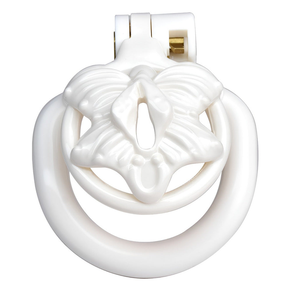 White Butterfly Clit Chastity Cage with 4 Penis Rings