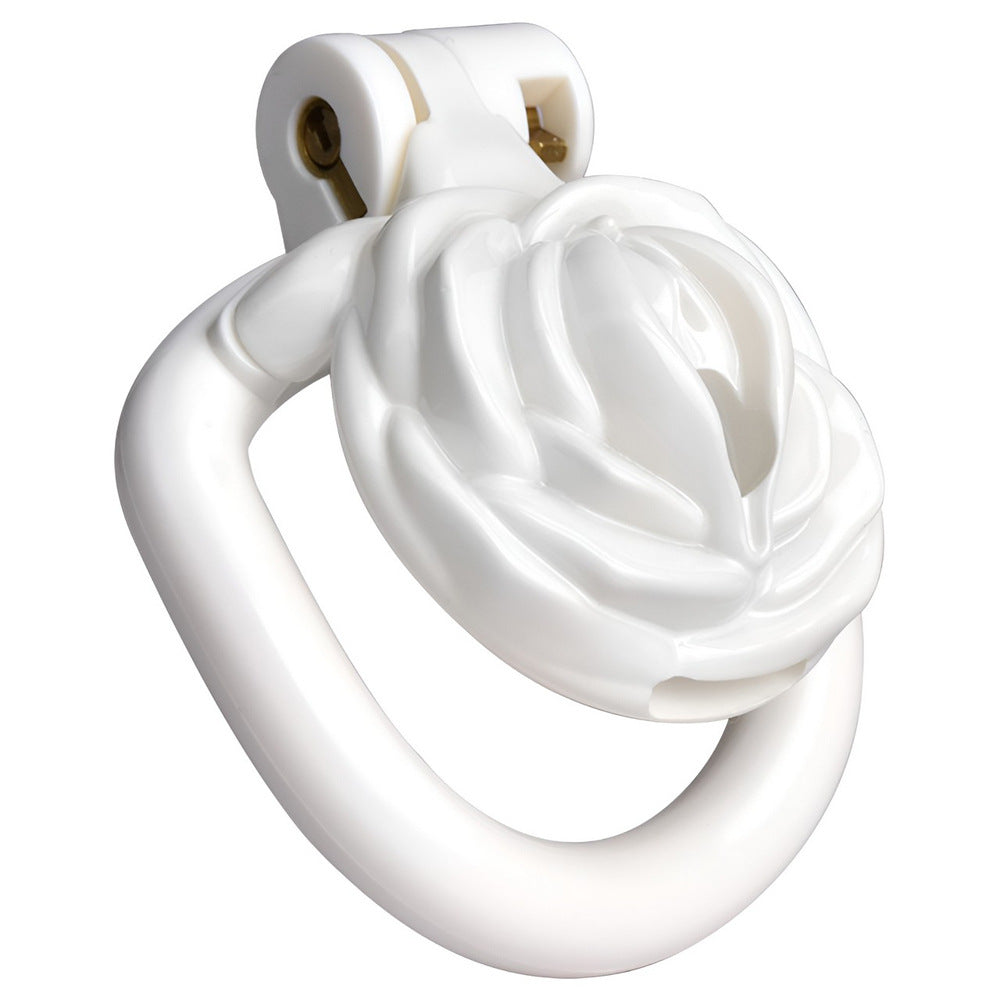 White Rose Clit Chastity Cage with 4 Penis Rings