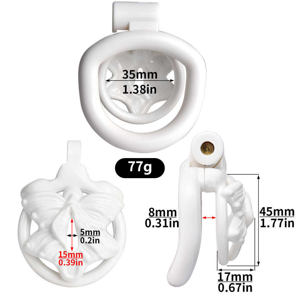 White Butterfly Clit Chastity Cage with 4 Penis Rings