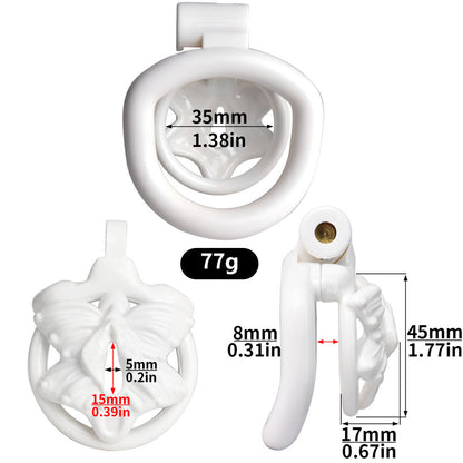 White Butterfly Clit Chastity Cage with 4 Penis Rings