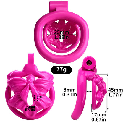 Pink Butterfly Clit Chastity Cage with 4 Penis Rings