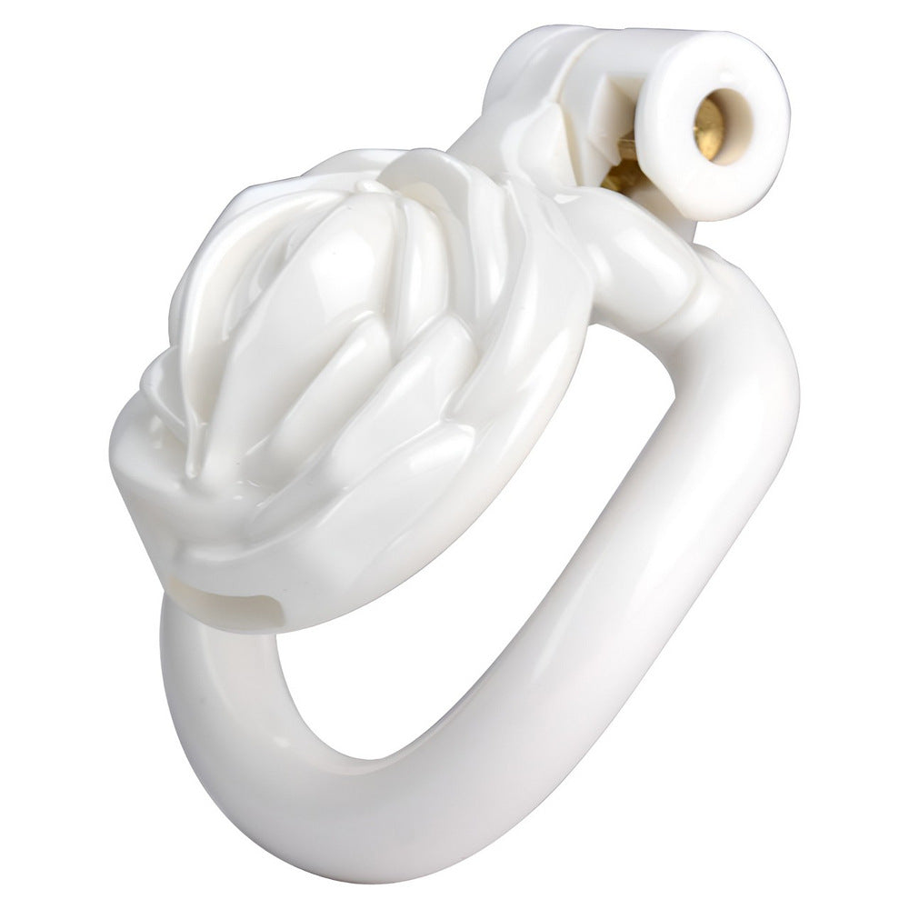 White Rose Clit Chastity Cage with 4 Penis Rings