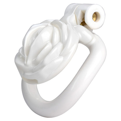 White Rose Clit Chastity Cage with 4 Penis Rings