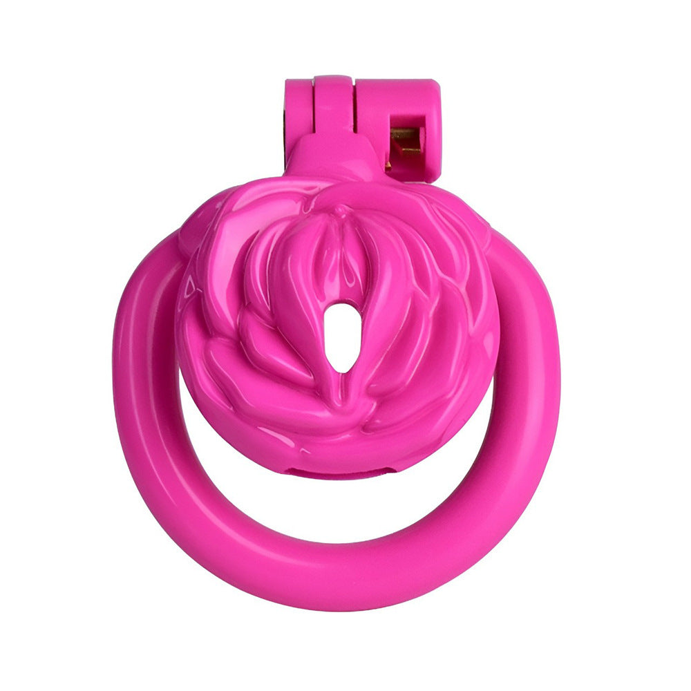 Pink Rose Clit Chastity Cage with 4 Penis Rings