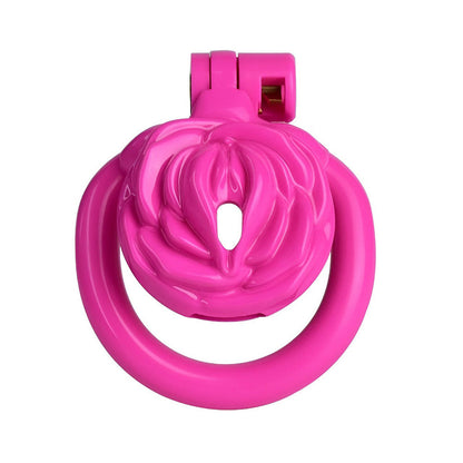 Pink Rose Clit Chastity Cage with 4 Penis Rings