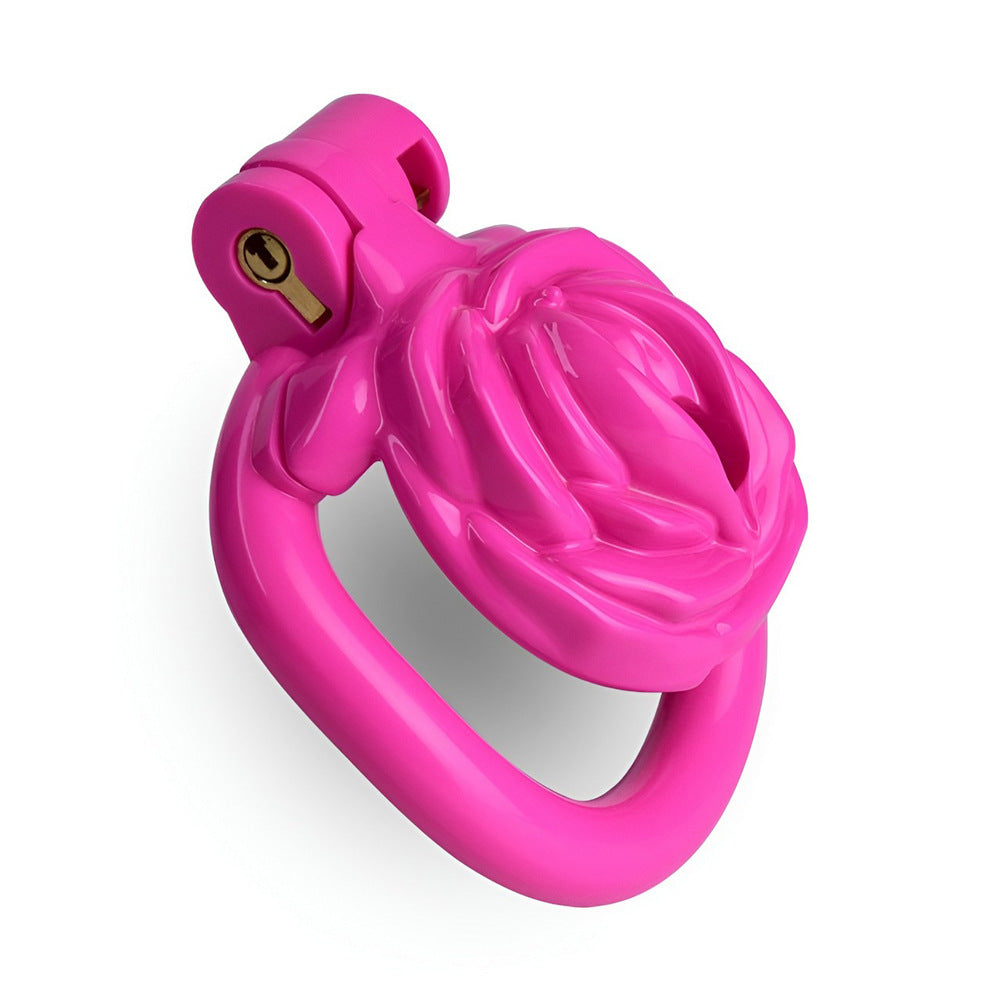 Pink Rose Clit Chastity Cage with 4 Penis Rings