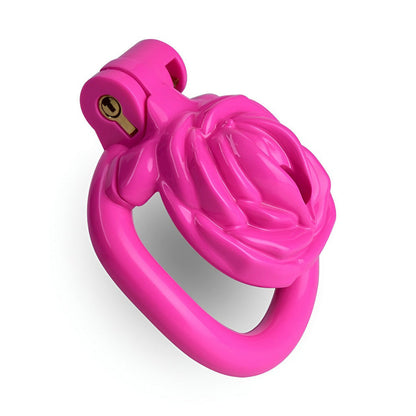 Pink Rose Clit Chastity Cage with 4 Penis Rings