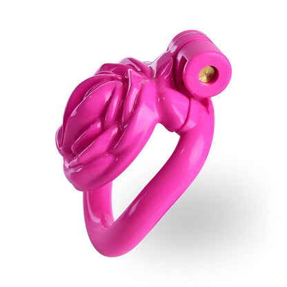 Pink Rose Clit Chastity Cage with 4 Penis Rings