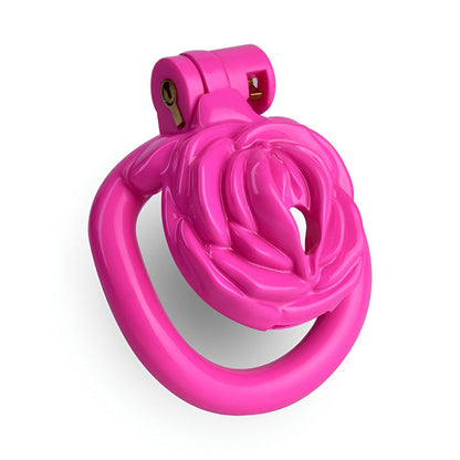 Pink Rose Clit Chastity Cage with 4 Penis Rings