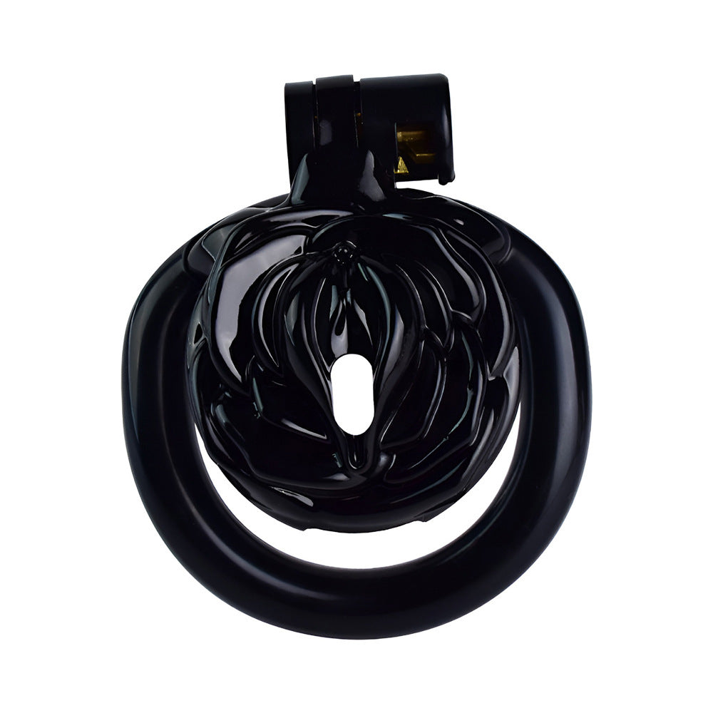 Black Rose Clit Chastity Cage with 4 Penis Rings
