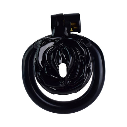 Black Rose Clit Chastity Cage with 4 Penis Rings