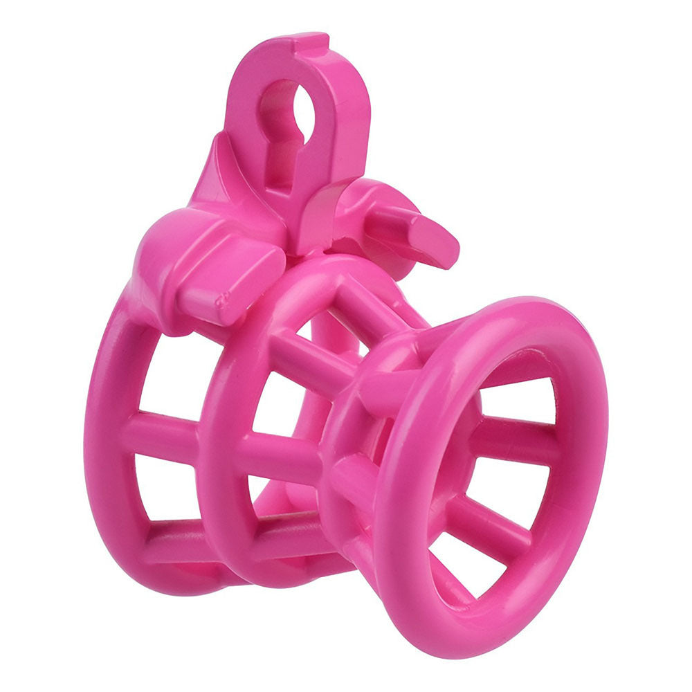 Resin Negative Chastity Cage with 4 Rings - Black/Pink/White