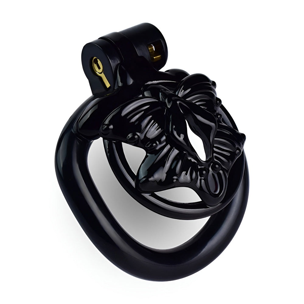 Black Butterfly Clit Chastity Cage with 4 Penis Rings
