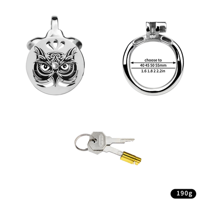 Owl Flat Chastity Cage With Catheter Tube