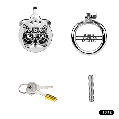 Owl Flat Chastity Cage With Catheter Tube