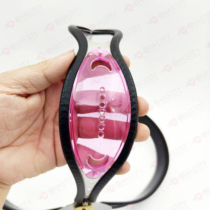 Pink Transparent Panel Permanent Female Chastity Belt