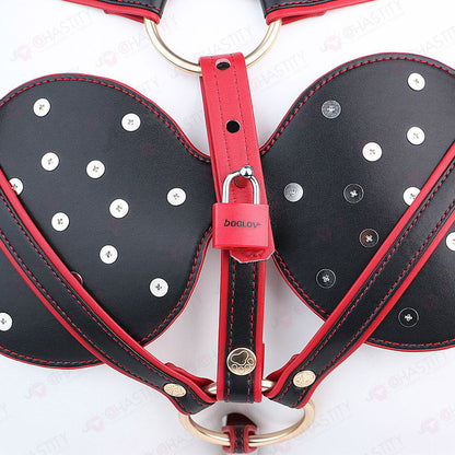 Riveted Forced-Upright Leather Chastity Pants (Chastity Cage Support)