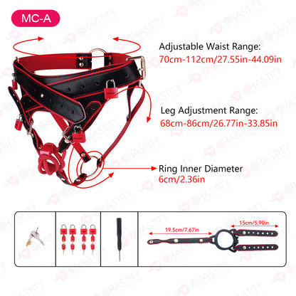 Riveted Forced-Upright Leather Chastity Pants (Chastity Cage Support)