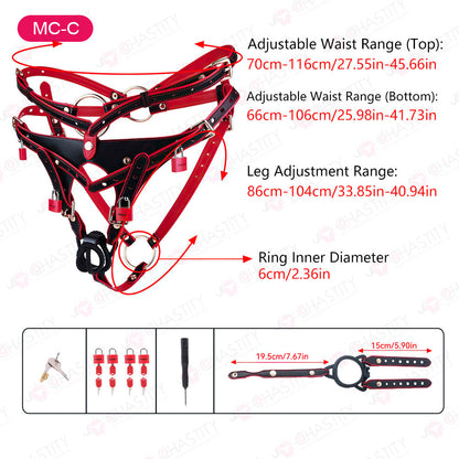 Riveted Forced-Upright Leather Chastity Pants (Chastity Cage Support)