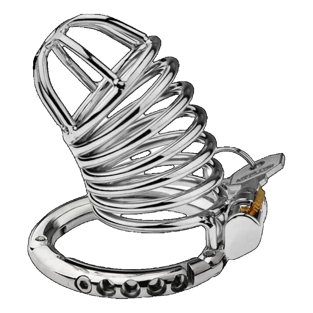 Adjustable Clasp Chastity Cage Metal Male Cock Cage Penis Ring BDSM Penis Bondage Erotic Adult Sex Toys for Men Breathable Lock