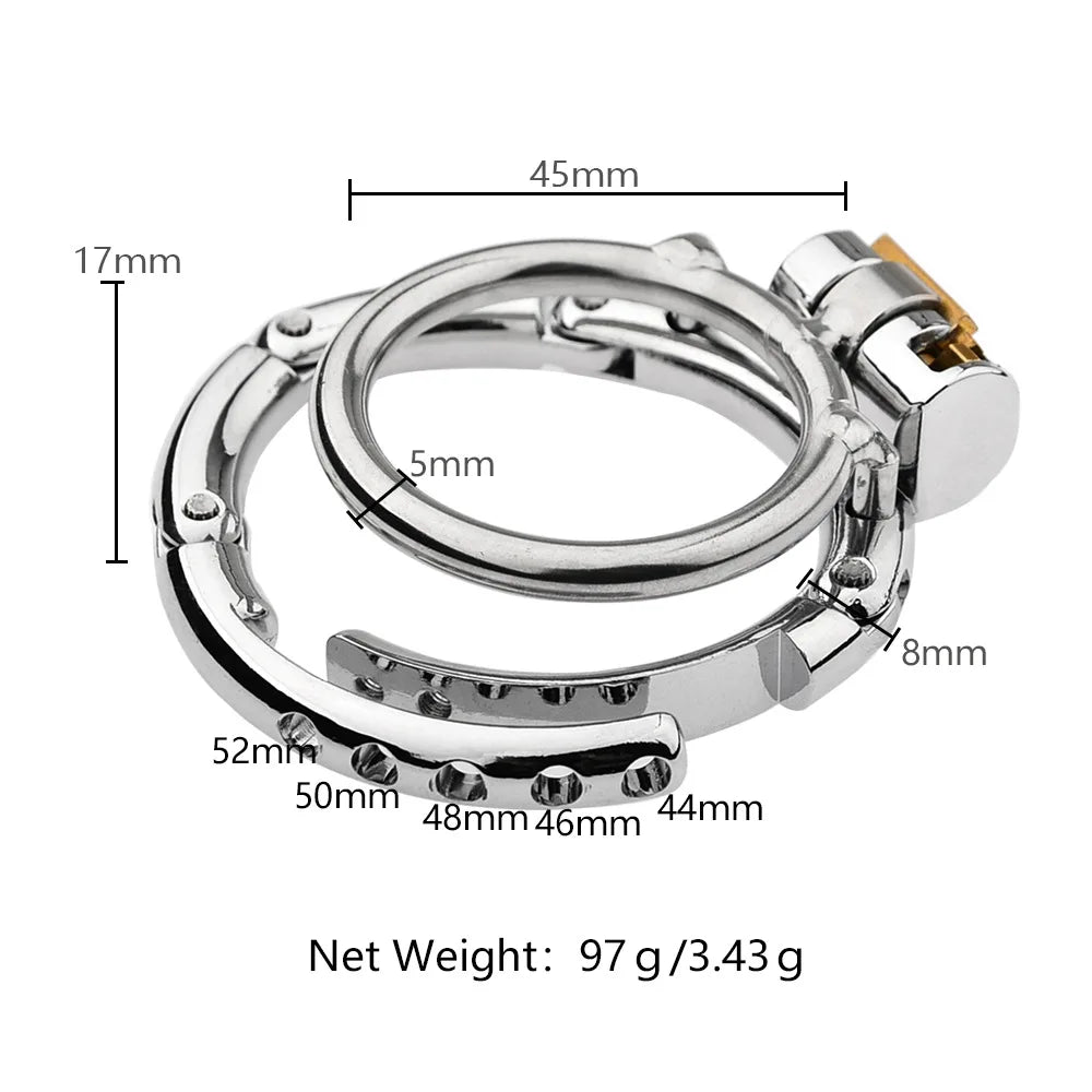Adjustable Clasp Chastity Cage Metal Male Cock Cage Penis Ring BDSM Penis Bondage Erotic Adult Sex Toys for Men Breathable Lock