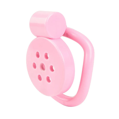 One-click Pink Flat Chasity Cage