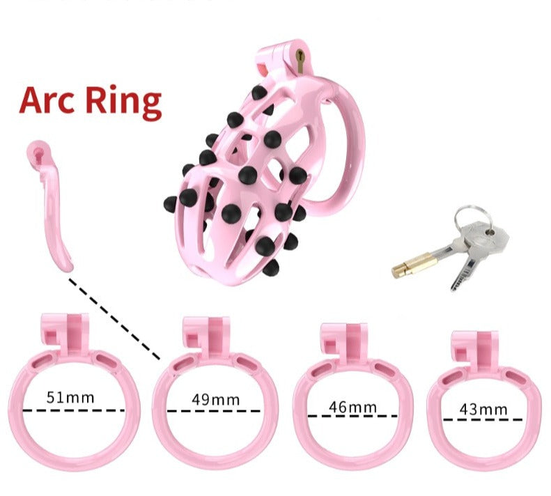 Pink Chastity Cage with Removable Silicone Spikes